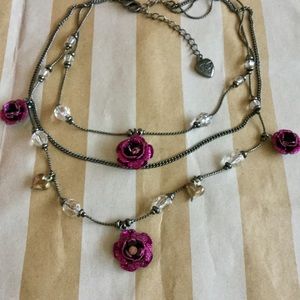 Betsey Johnson layered rose necklace
